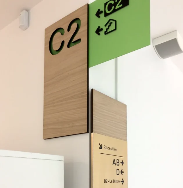Plaques de signalétiques directionnelles intérieures